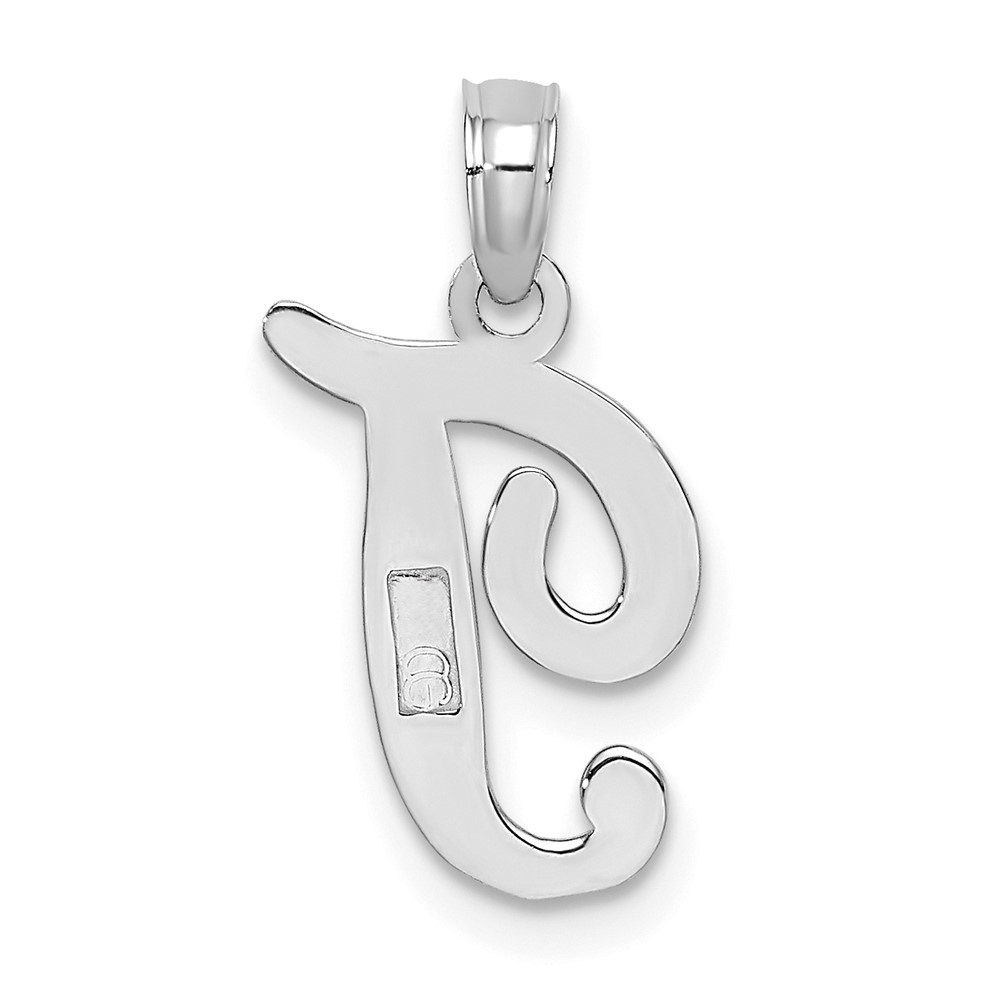10K White Gold Polished T Script Initial Charm (10K6422WT)