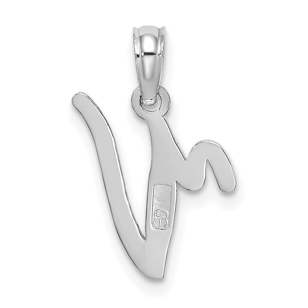 10K White Gold Polished V Script Initial Charm (10K6422WV)