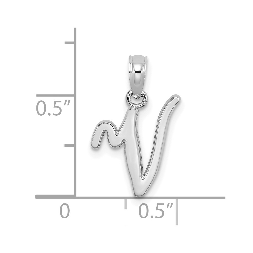 10K White Gold Polished V Script Initial Charm (10K6422WV)
