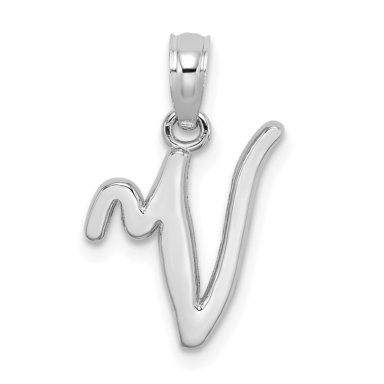 10K White Gold Polished V Script Initial Charm (10K6422WV)
