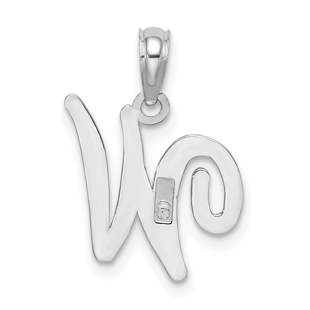 10K White Gold Polished W Script Initial Charm (10K6422WW)