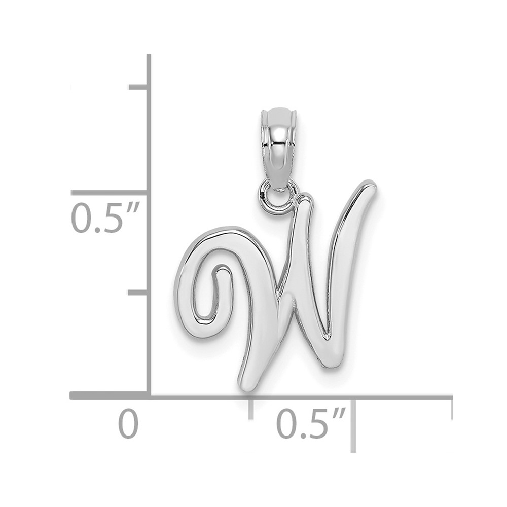10K White Gold Polished W Script Initial Charm (10K6422WW)