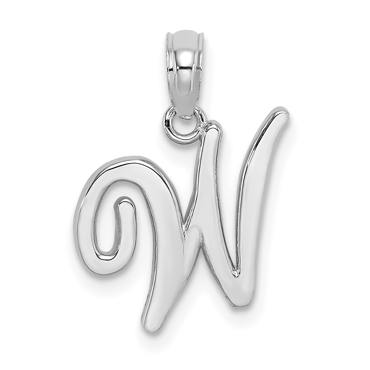 10K White Gold Polished W Script Initial Charm (10K6422WW)