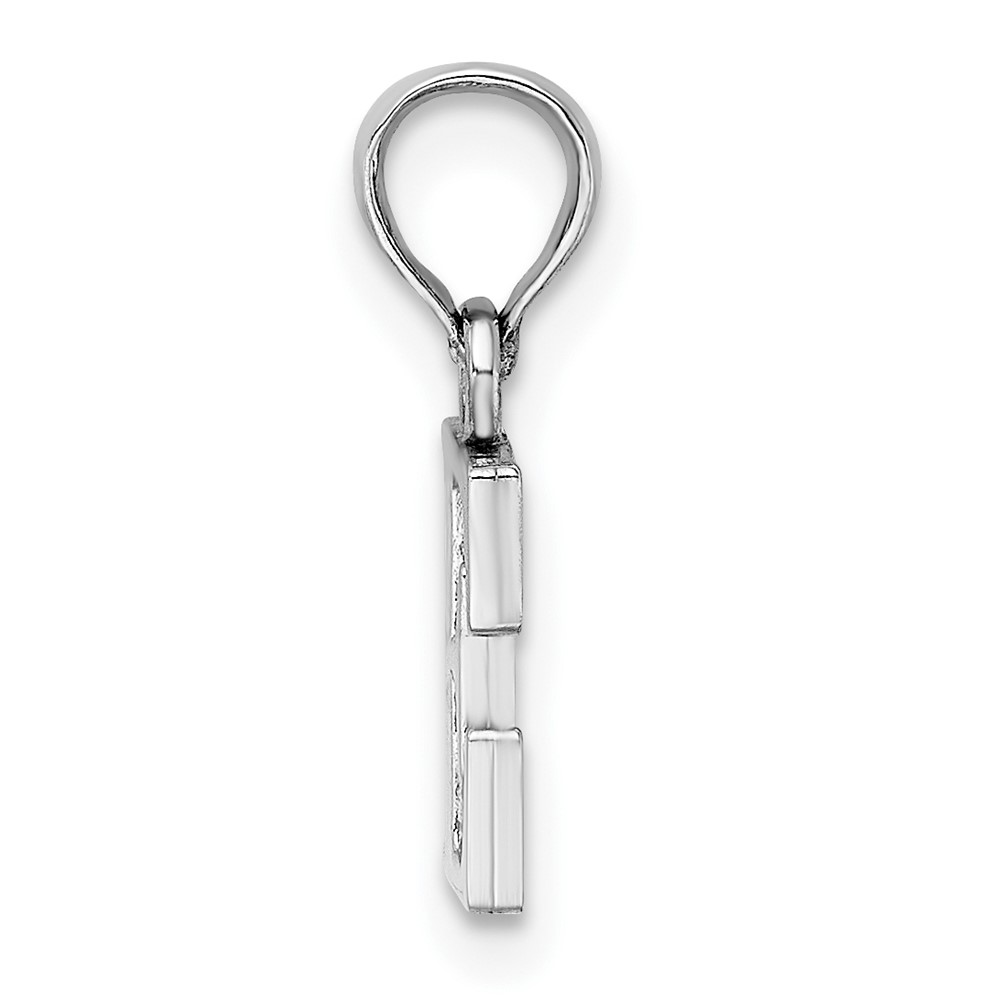 10K White Gold Polished E Block Initial Charm (10K6423WE)