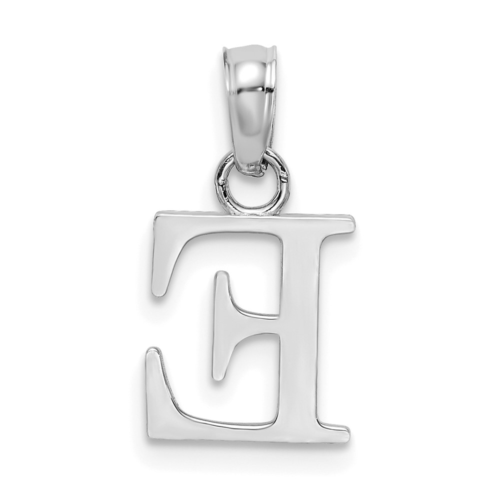 10K White Gold Polished E Block Initial Charm (10K6423WE)