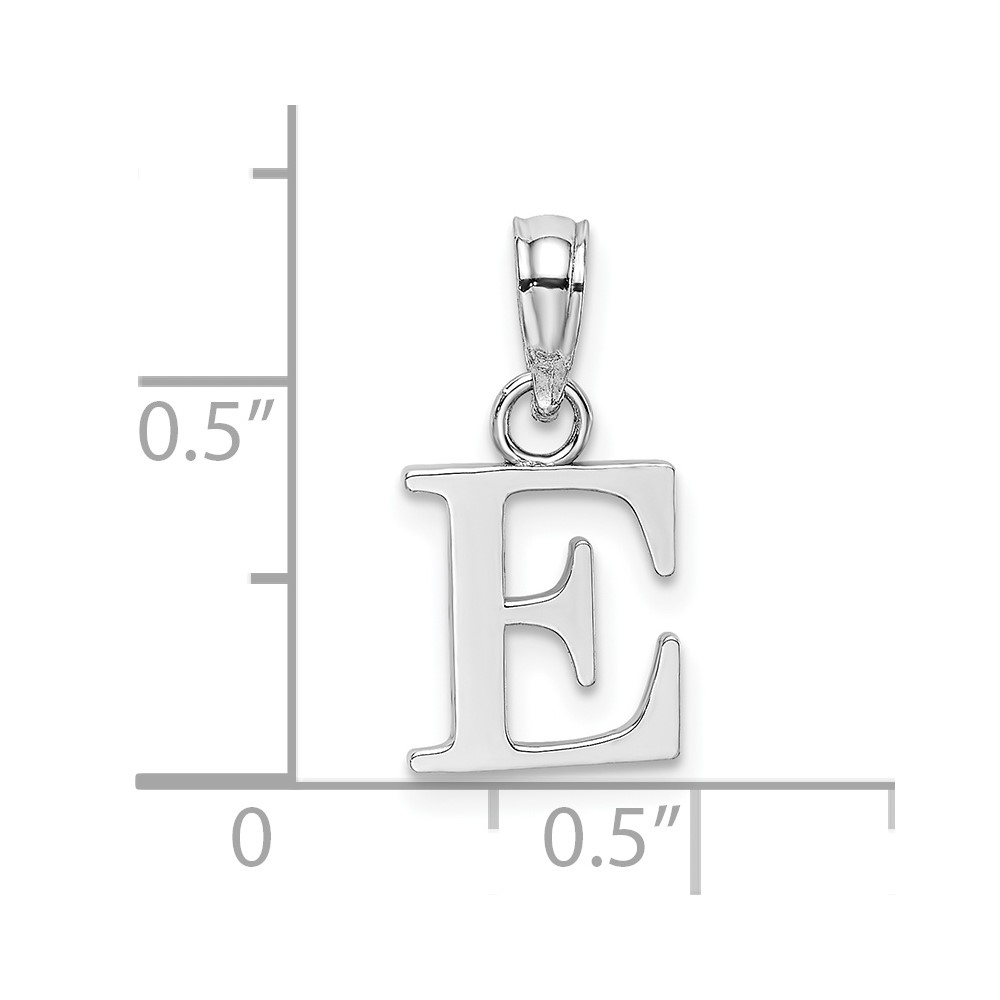 10K White Gold Polished E Block Initial Charm (10K6423WE)