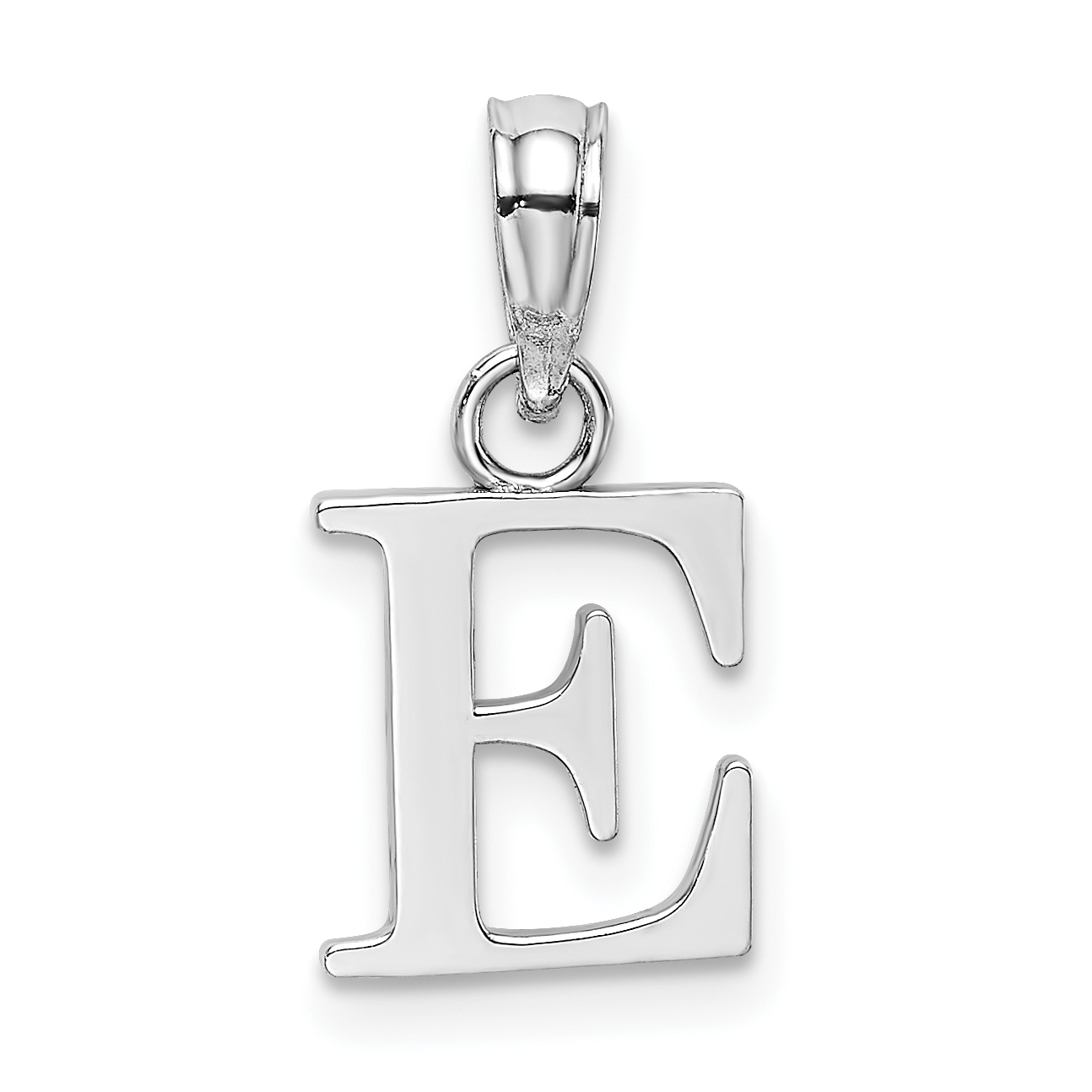10K White Gold Polished E Block Initial Charm (10K6423WE)
