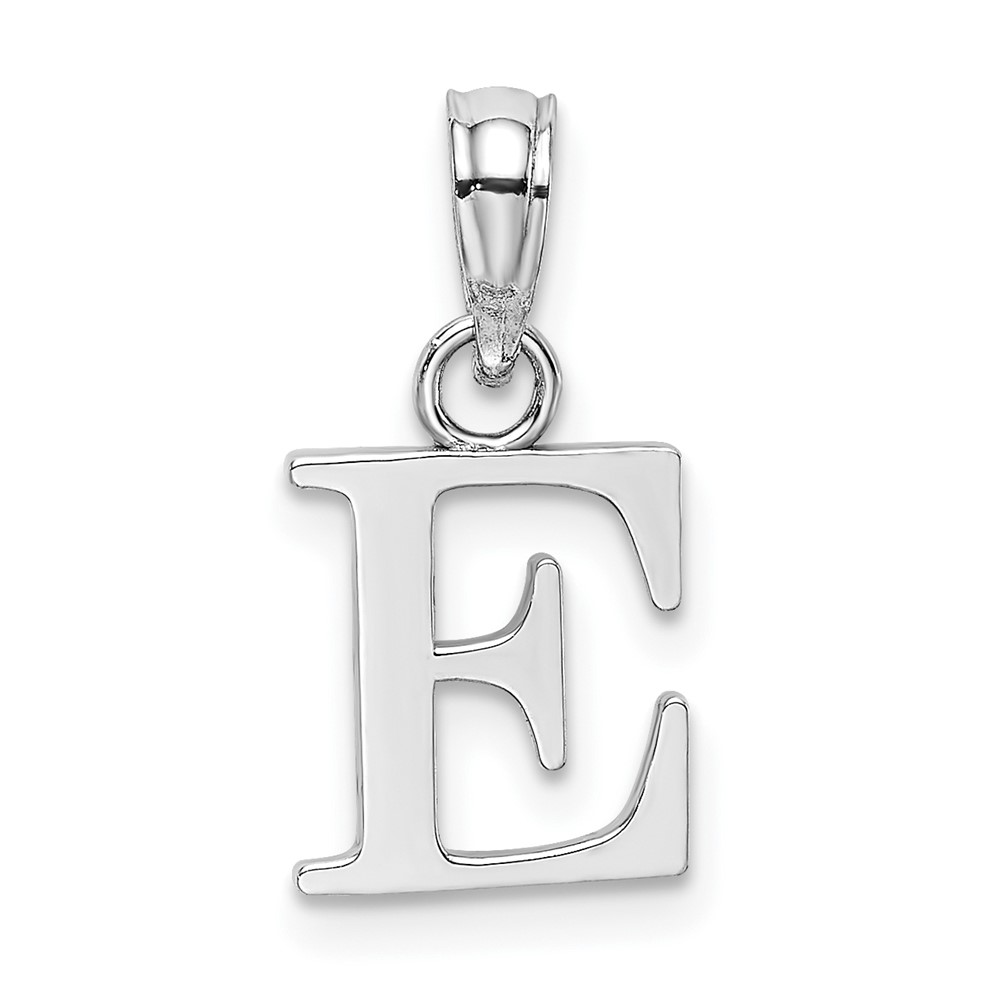 10K White Gold Polished E Block Initial Charm (10K6423WE)