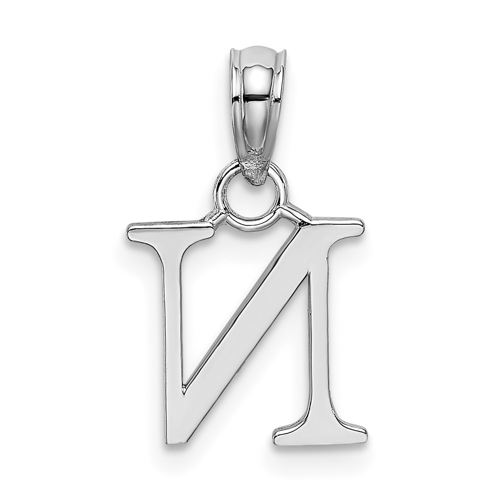 10K White Gold Polished N Block Initial Charm (10K6423WN)