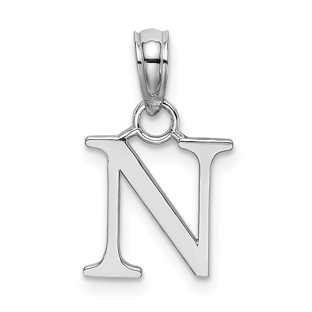 10K White Gold Polished N Block Initial Charm (10K6423WN)