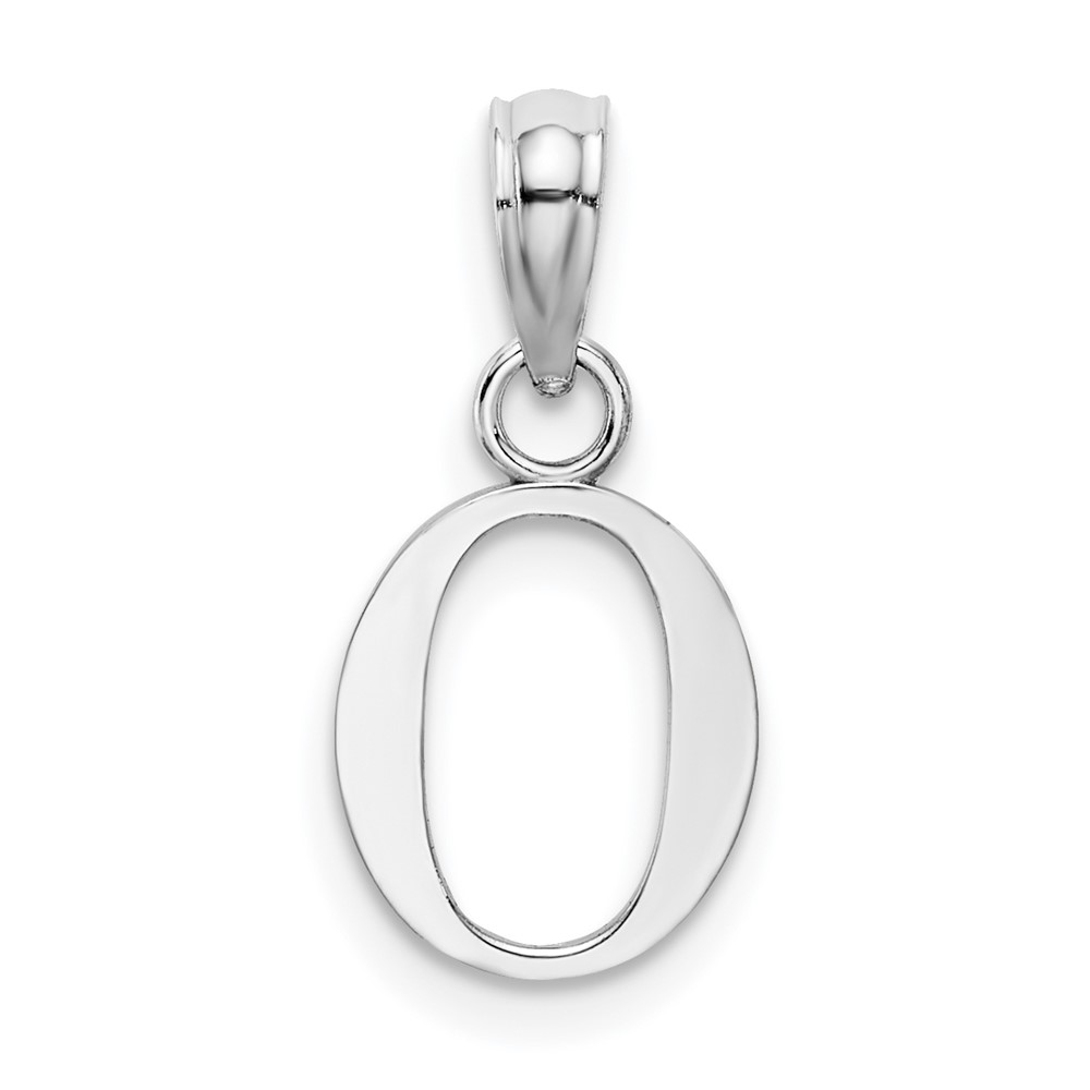 10K White Gold Polished O Block Initial Charm (10K6423WO)