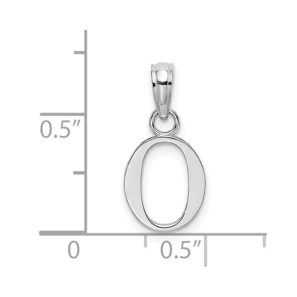 10K White Gold Polished O Block Initial Charm (10K6423WO)