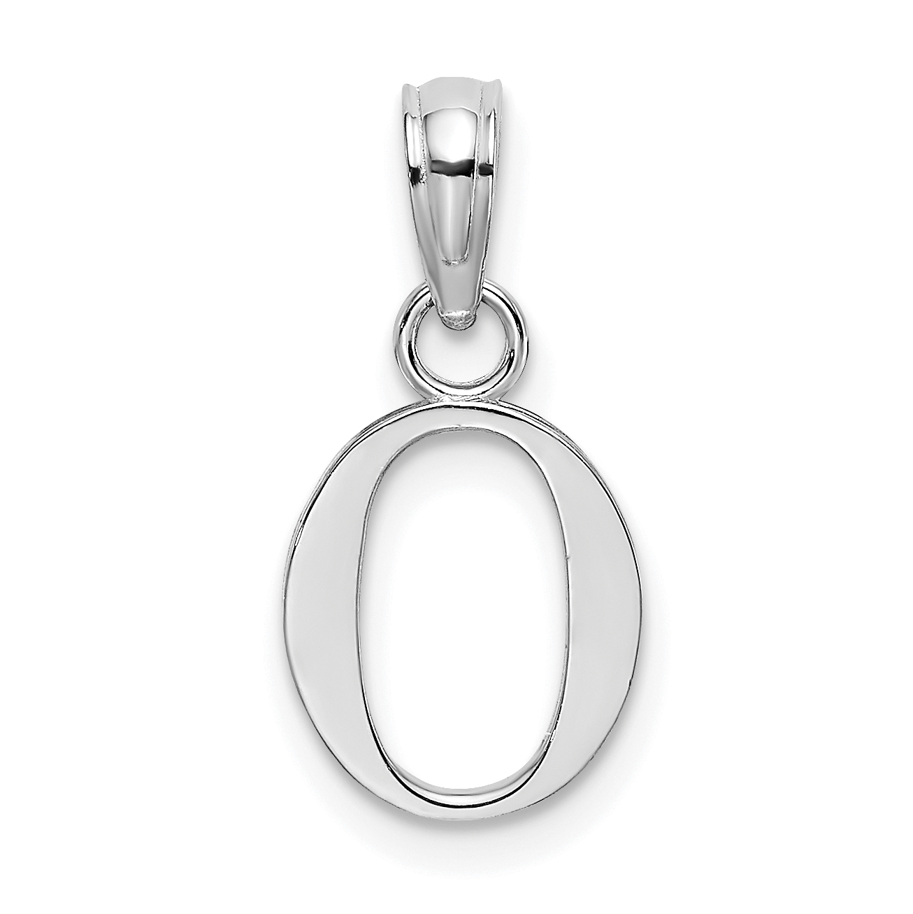 10K White Gold Polished O Block Initial Charm (10K6423WO)