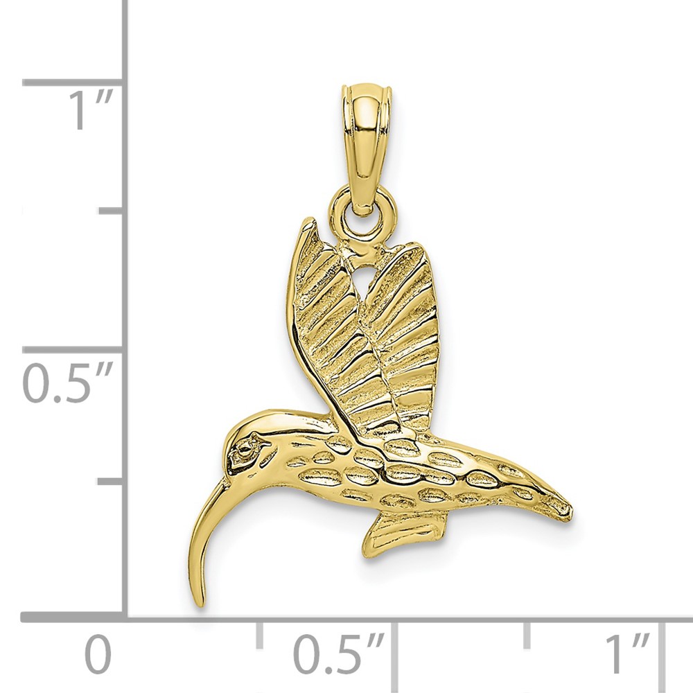 10K Textured Hummingbird Flying Charm (10K6447)