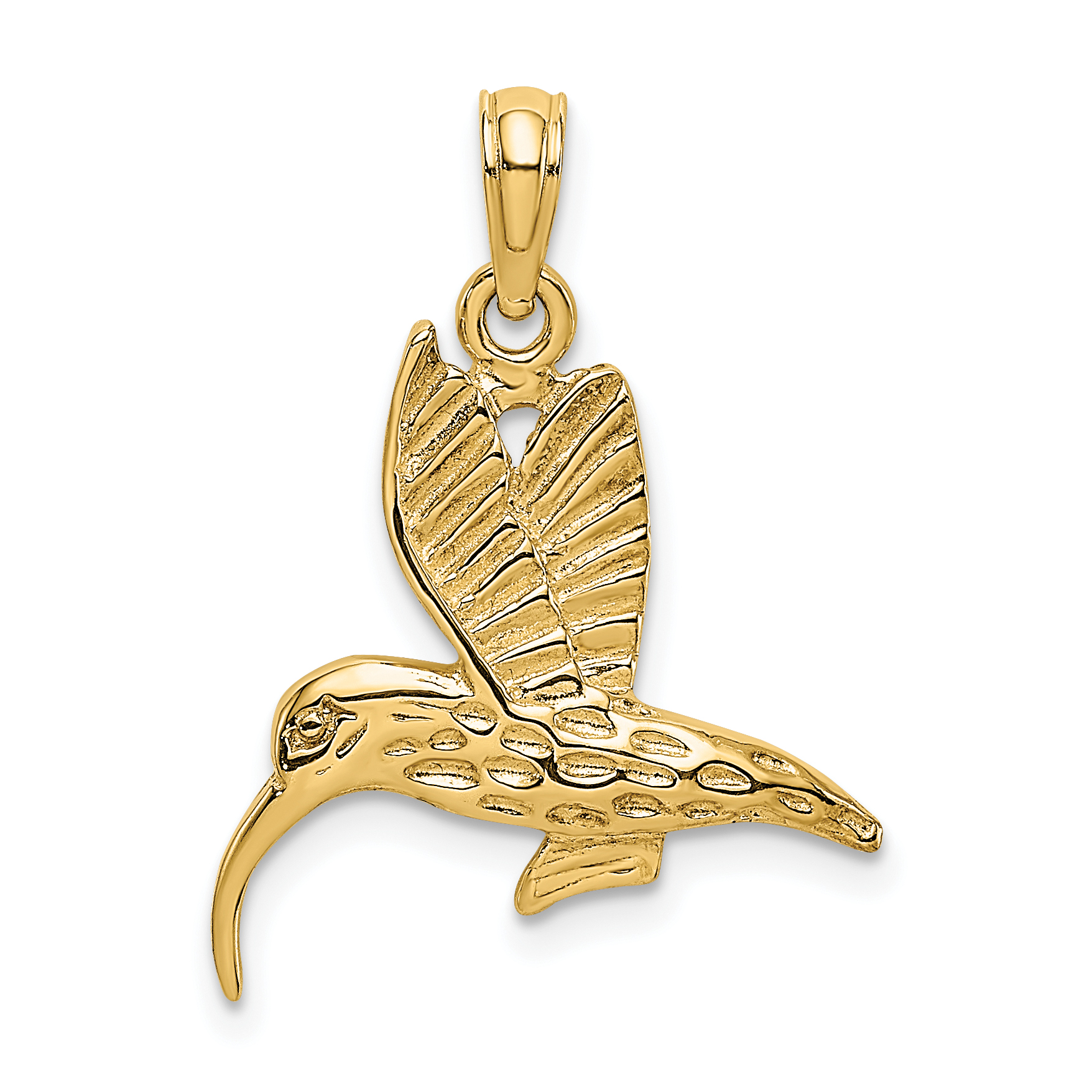 10K Textured Hummingbird Flying Charm (10K6447)