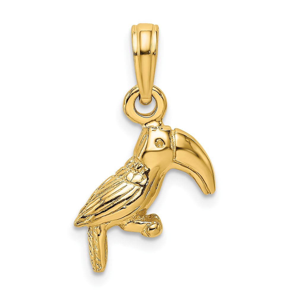 10K 3-D Textured/Polished Toucan Bird Charm (10K6448)