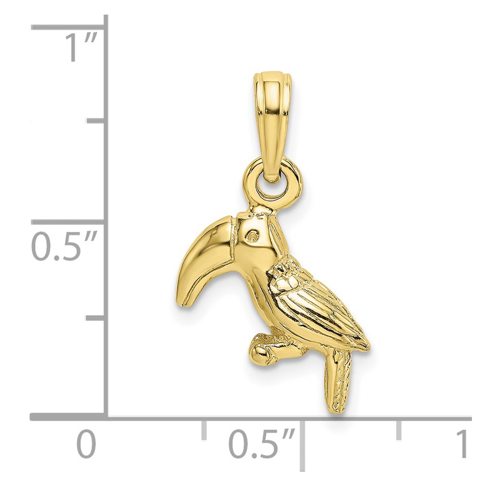 10K 3-D Textured/Polished Toucan Bird Charm (10K6448)