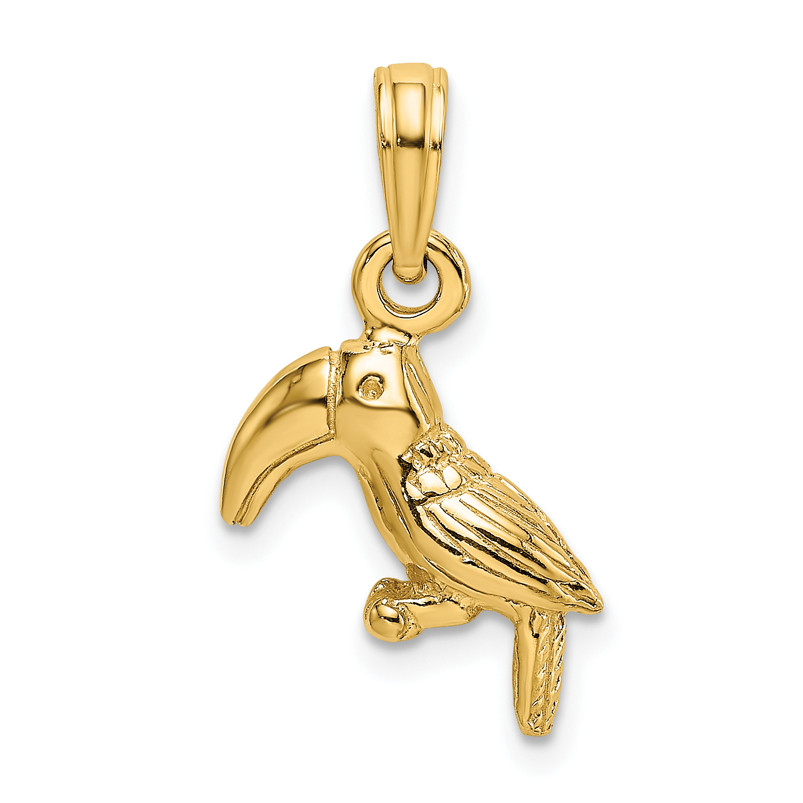 10K 3-D Textured/Polished Toucan Bird Charm (10K6448)