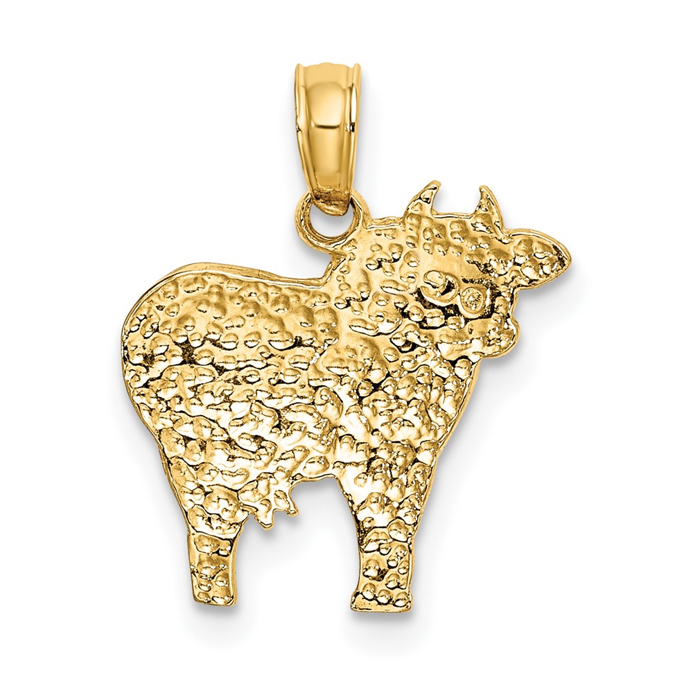 10K 2-D Polished Playful Cow Charm (10K6454)