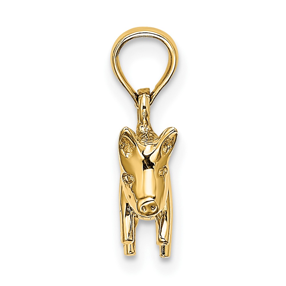 10k 3-D Polished Pig with Curly Tail Charm (10K6465)