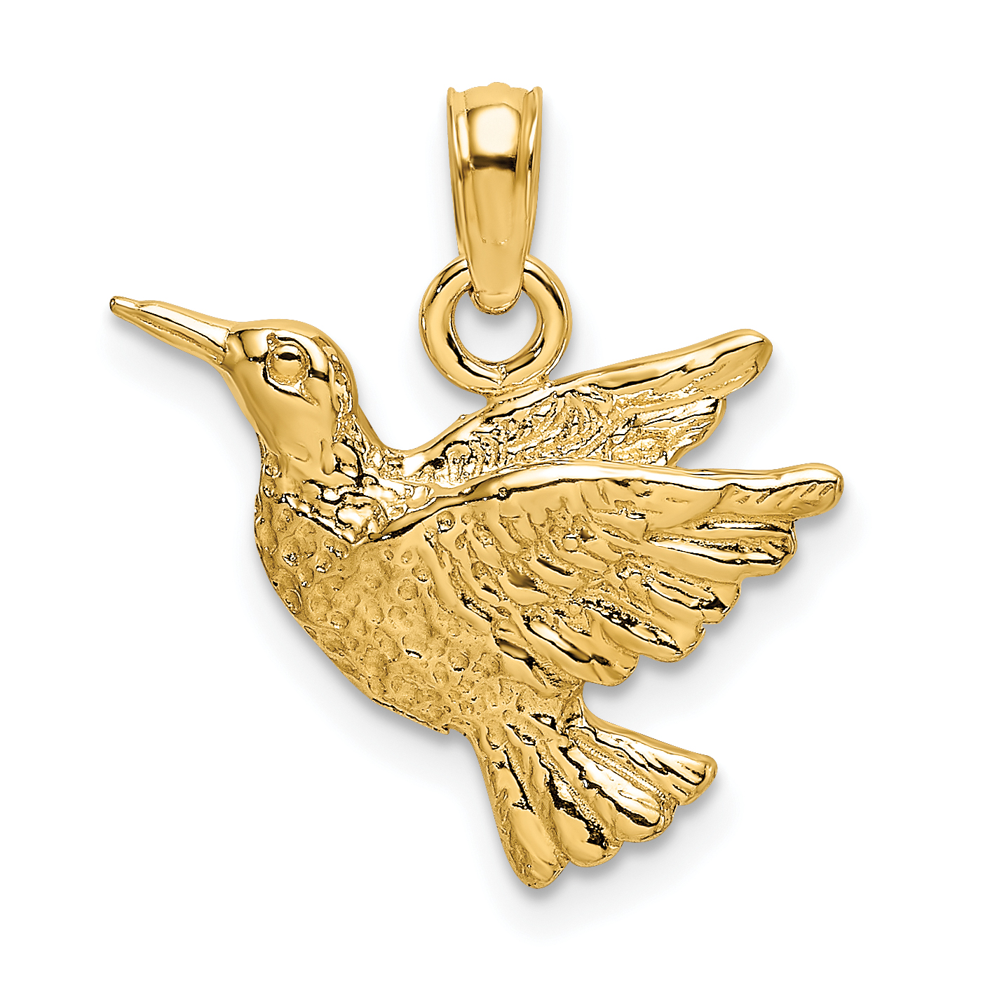 10K Engraved Hummingbird Charm (10K6466)