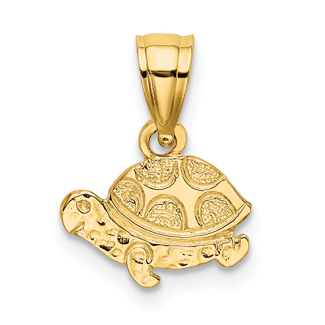 10K Flat and Engraved Mini Turtle Charm (10K6472)