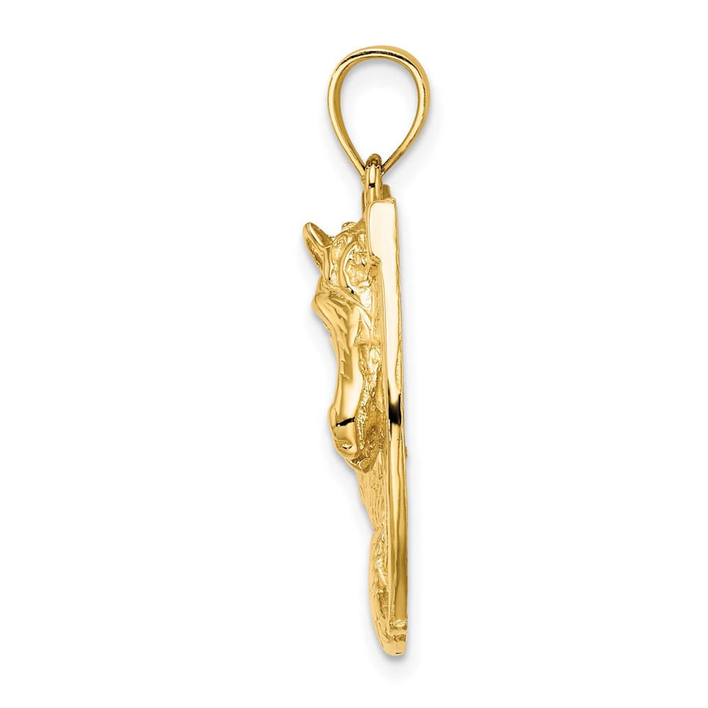 10K Polished and Engraved Horse Head In Shoe Charm (10K6506)