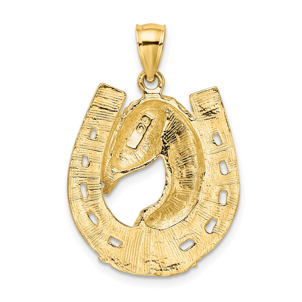 10K Polished and Engraved Horse Head In Shoe Charm (10K6506)