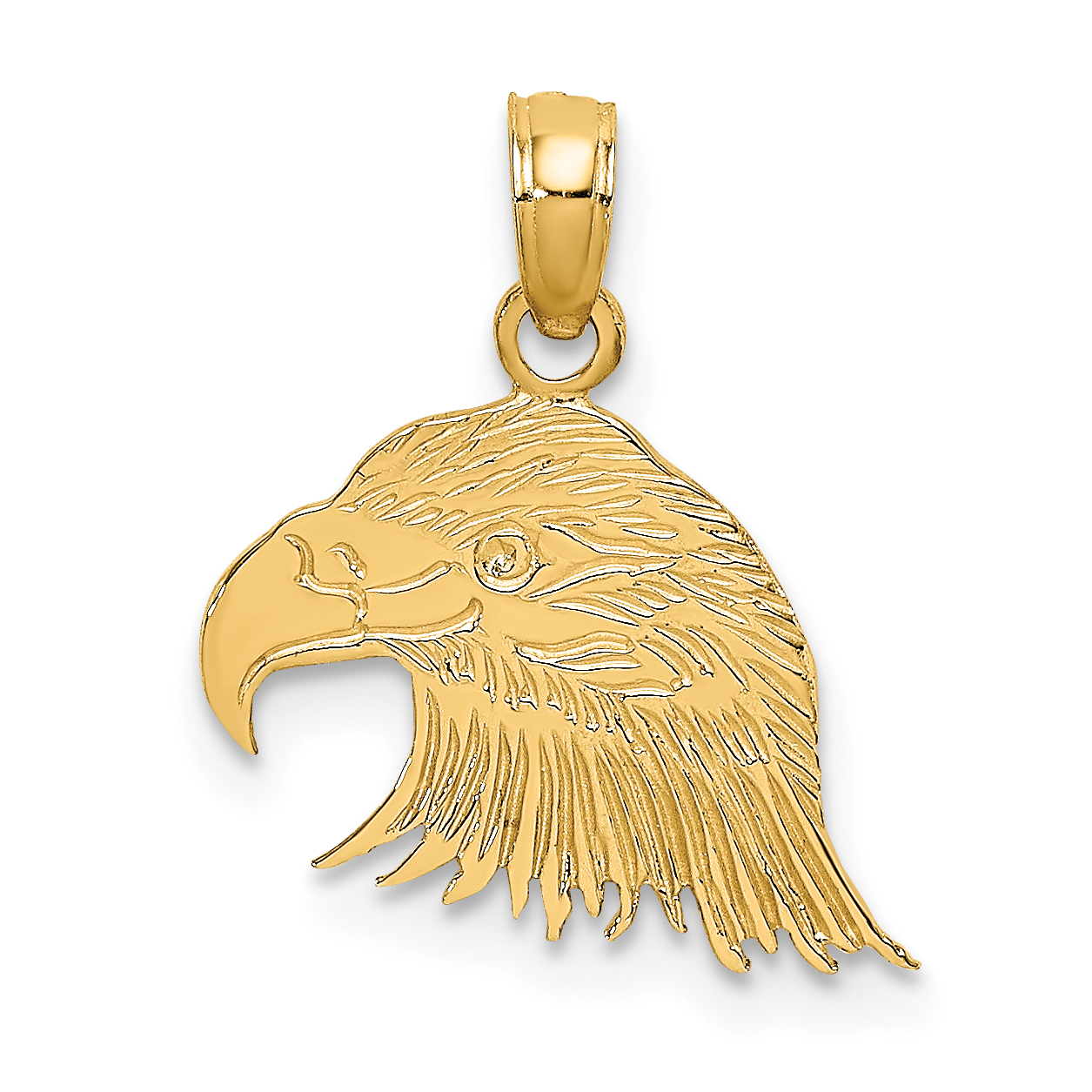 10K Engraved Flat Eagle Head Charm (10K6513)