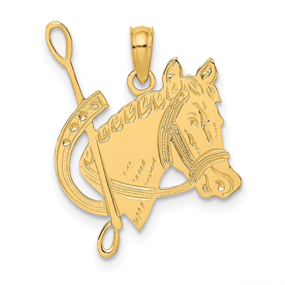 10K Textured Horse Head and Shoe Charm (10K6527)