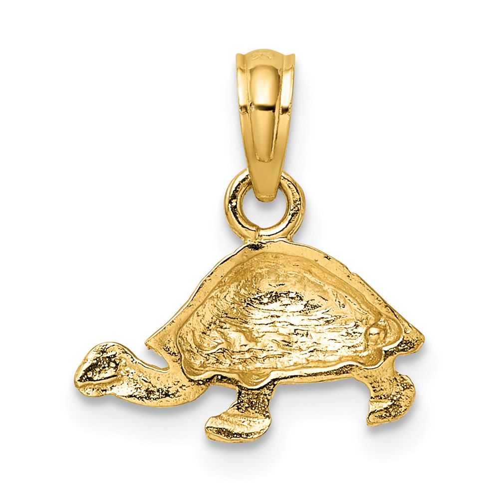 10K Polished and Engraved Mini Turtle Charm (10K6529)