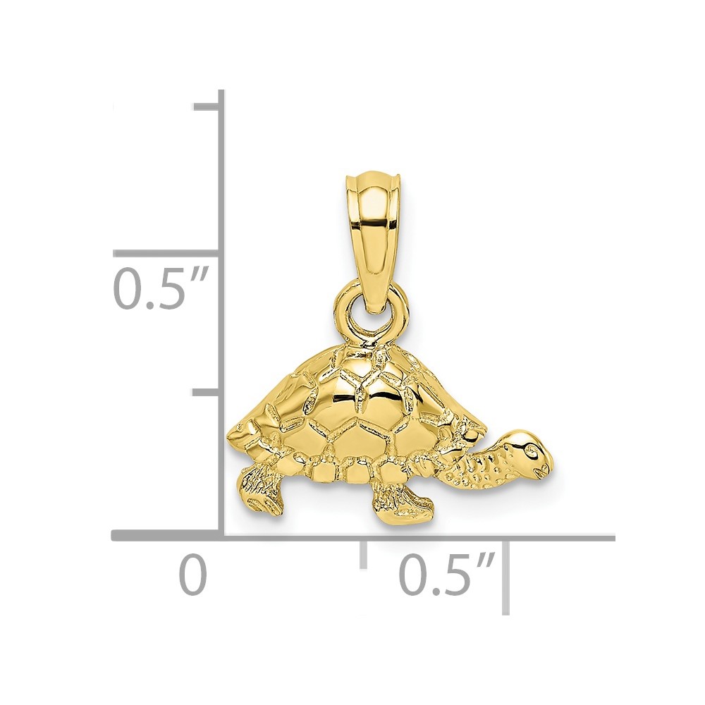 10K Polished and Engraved Mini Turtle Charm (10K6529)