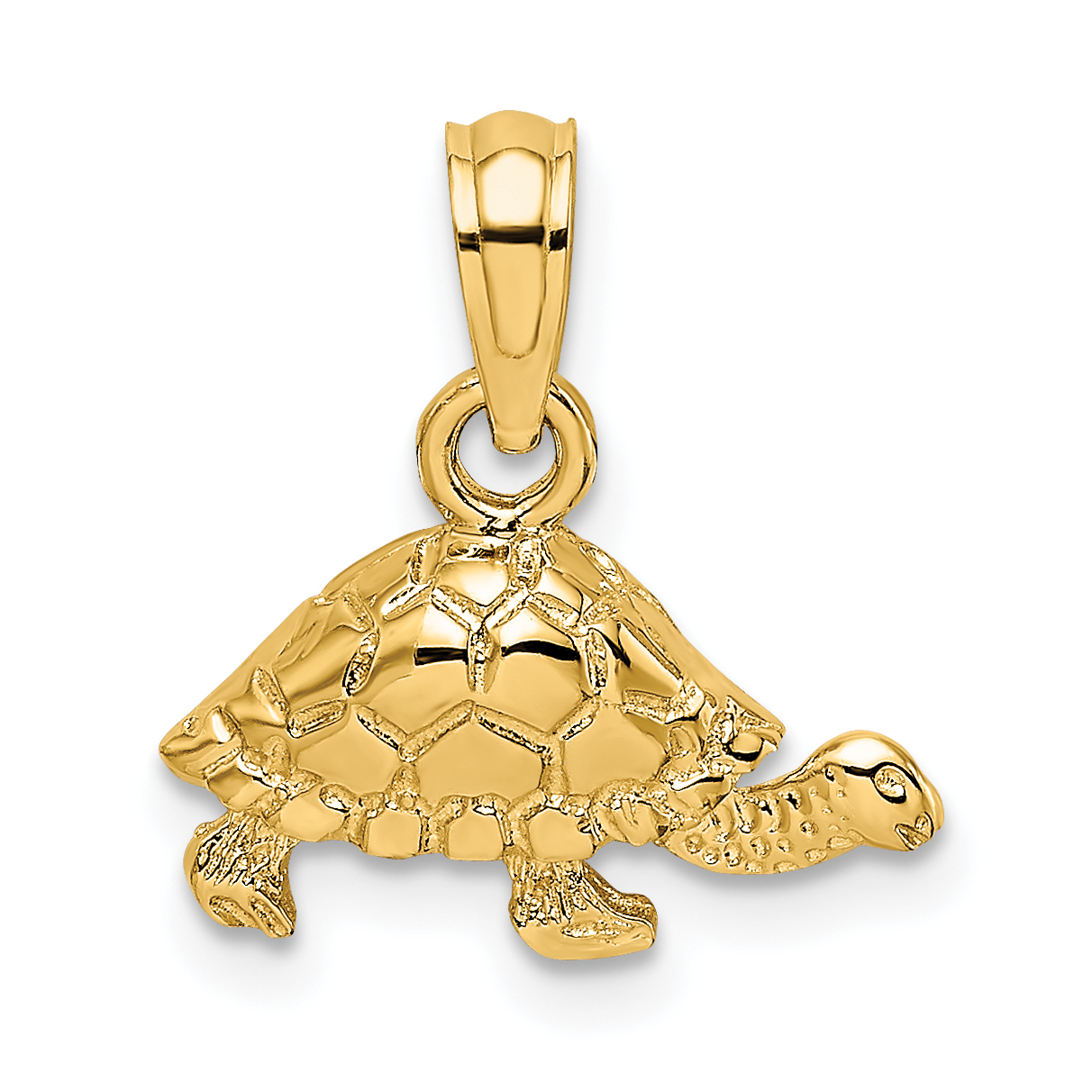 10K Polished and Engraved Mini Turtle Charm (10K6529)