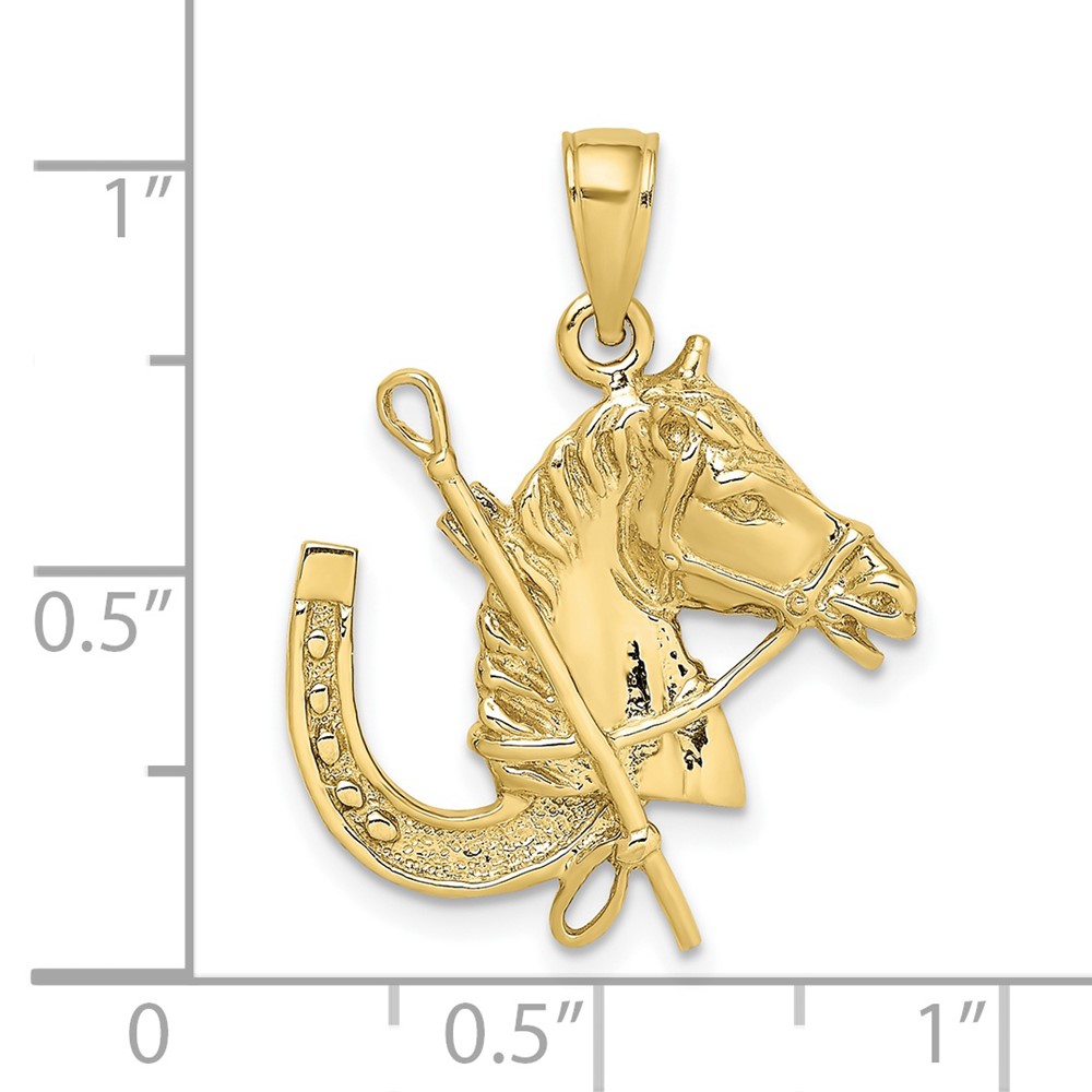 10K Horse Head w/ Shoe and Crop Charm (10K6548)