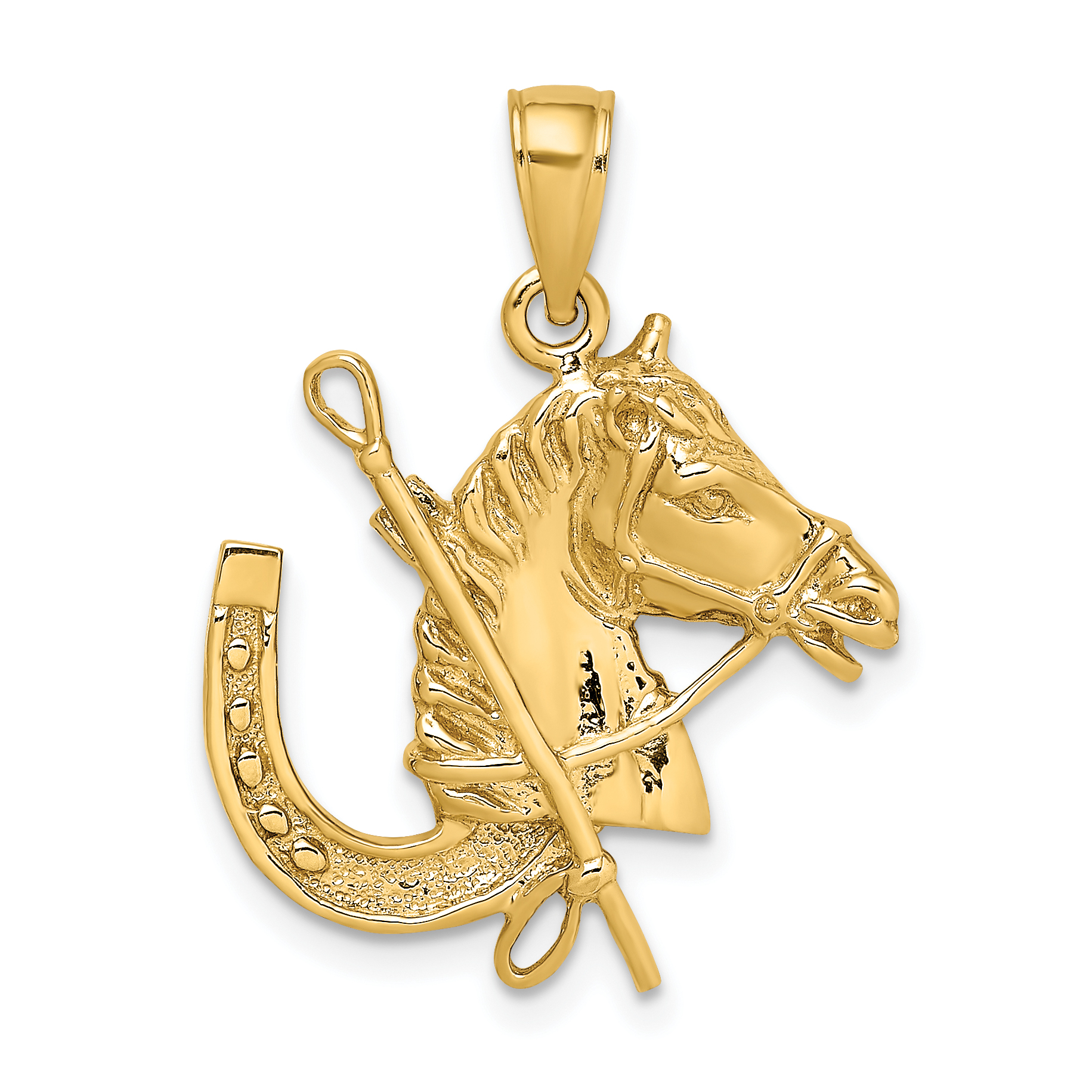 10K Horse Head w/ Shoe and Crop Charm (10K6548)