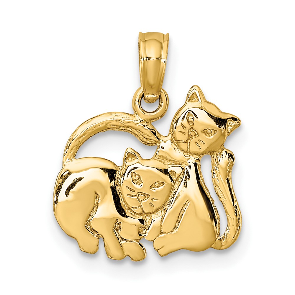 10K 3-D Polished Two Kittens Charm (10K6593)