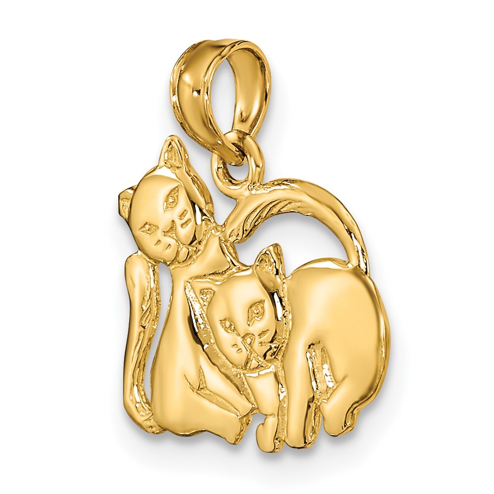 10K 3-D Polished Two Kittens Charm (10K6593)