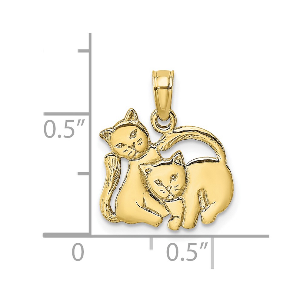 10K 3-D Polished Two Kittens Charm (10K6593)