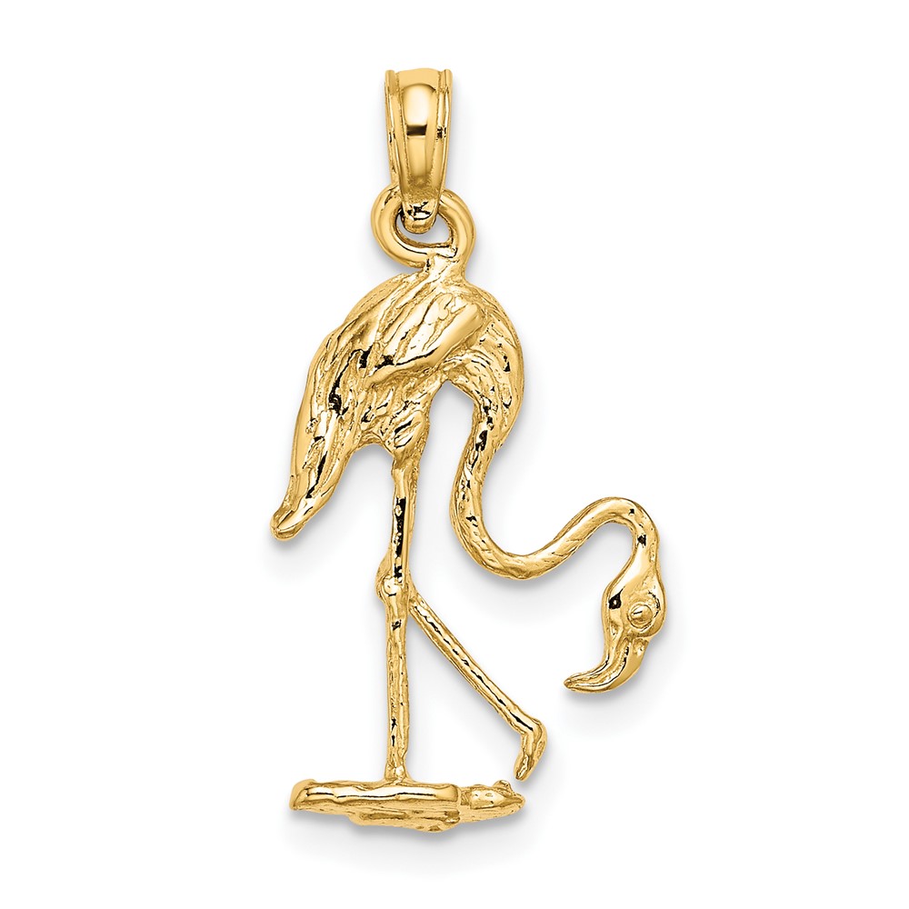 10K 3-D Textured Flamingo Charm (10K6608)