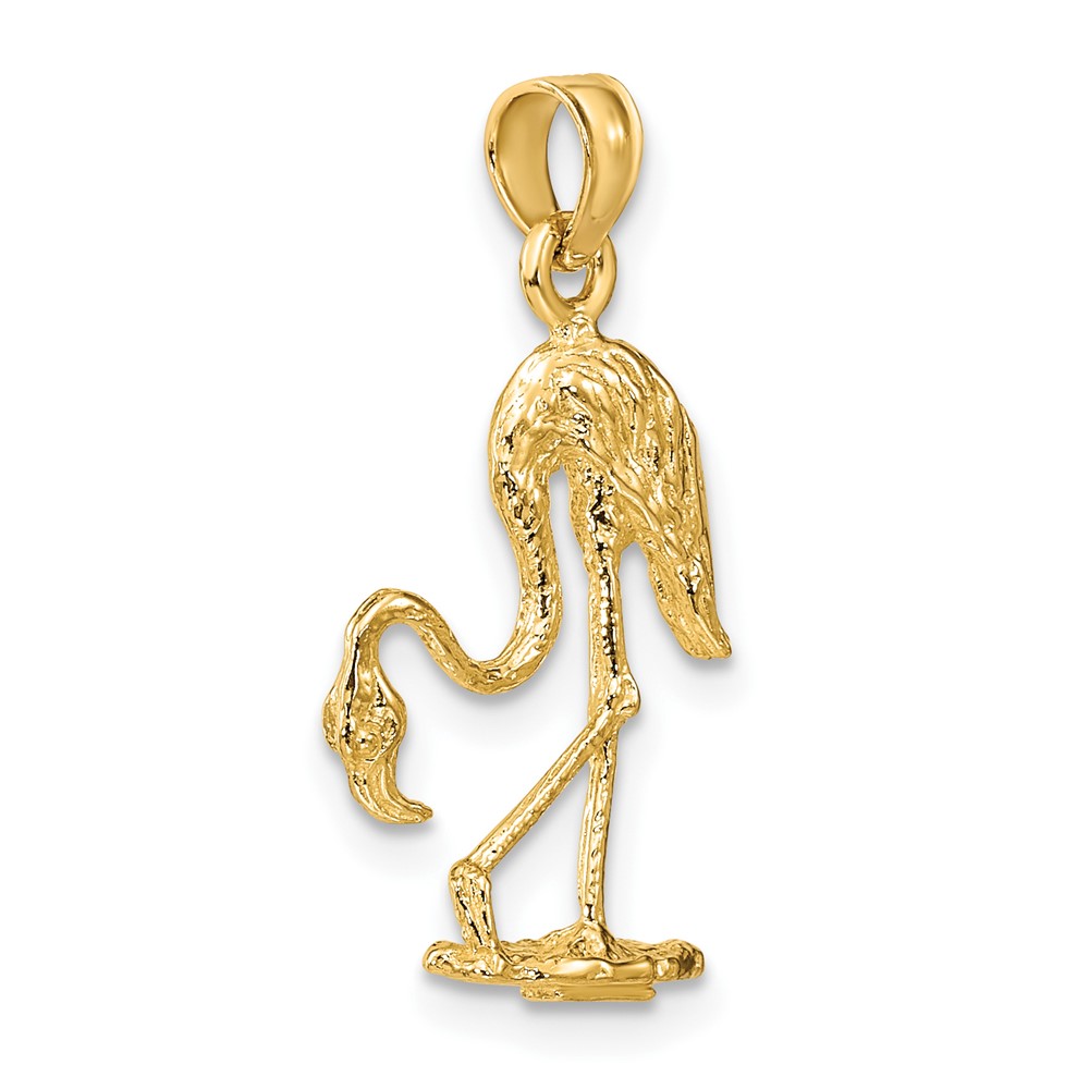 10K 3-D Textured Flamingo Charm (10K6608)