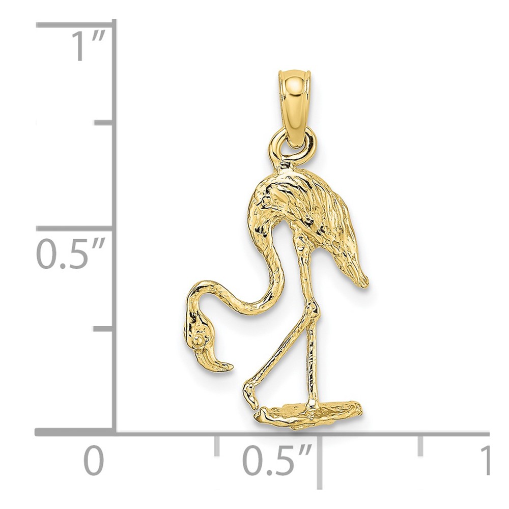 10K 3-D Textured Flamingo Charm (10K6608)
