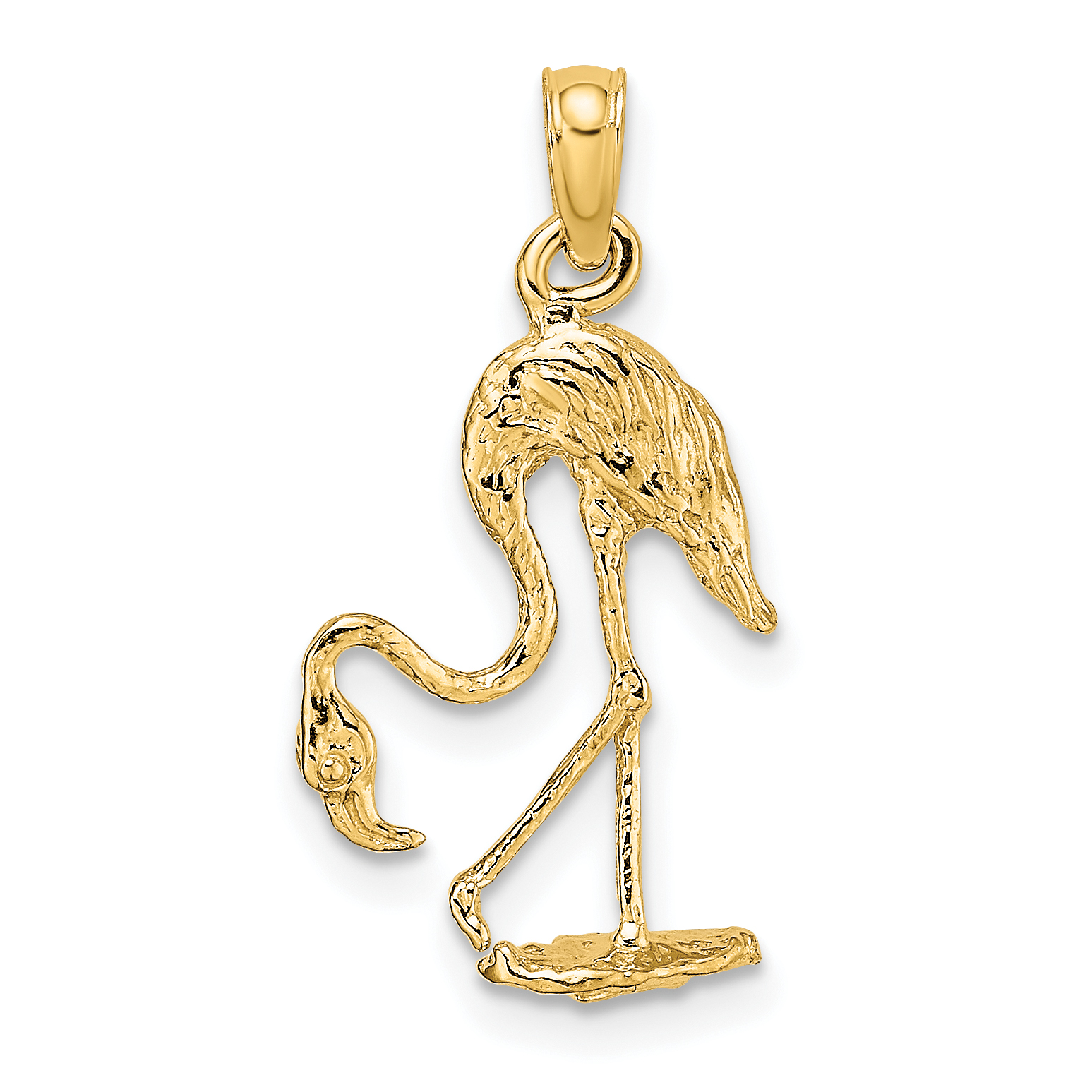 10K 3-D Textured Flamingo Charm (10K6608)