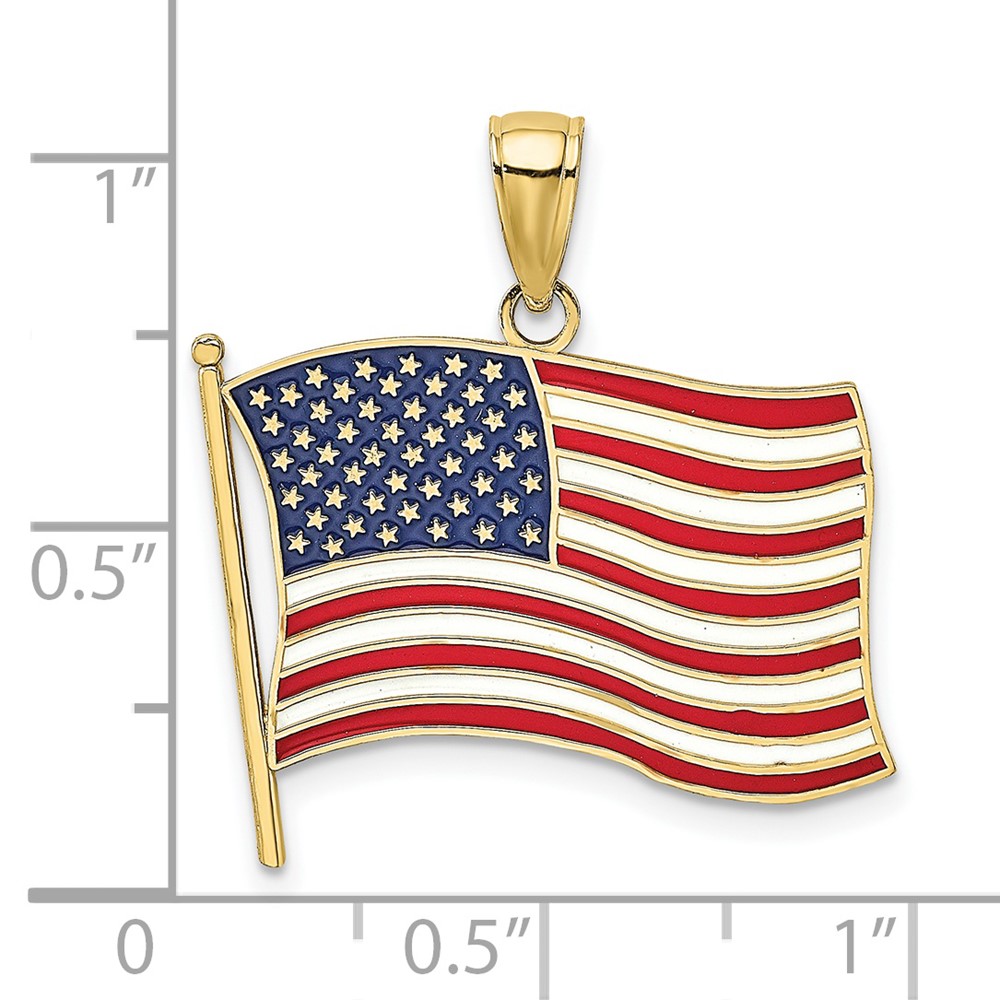 10K w/ Enamel American Flag Charm (10K6639)