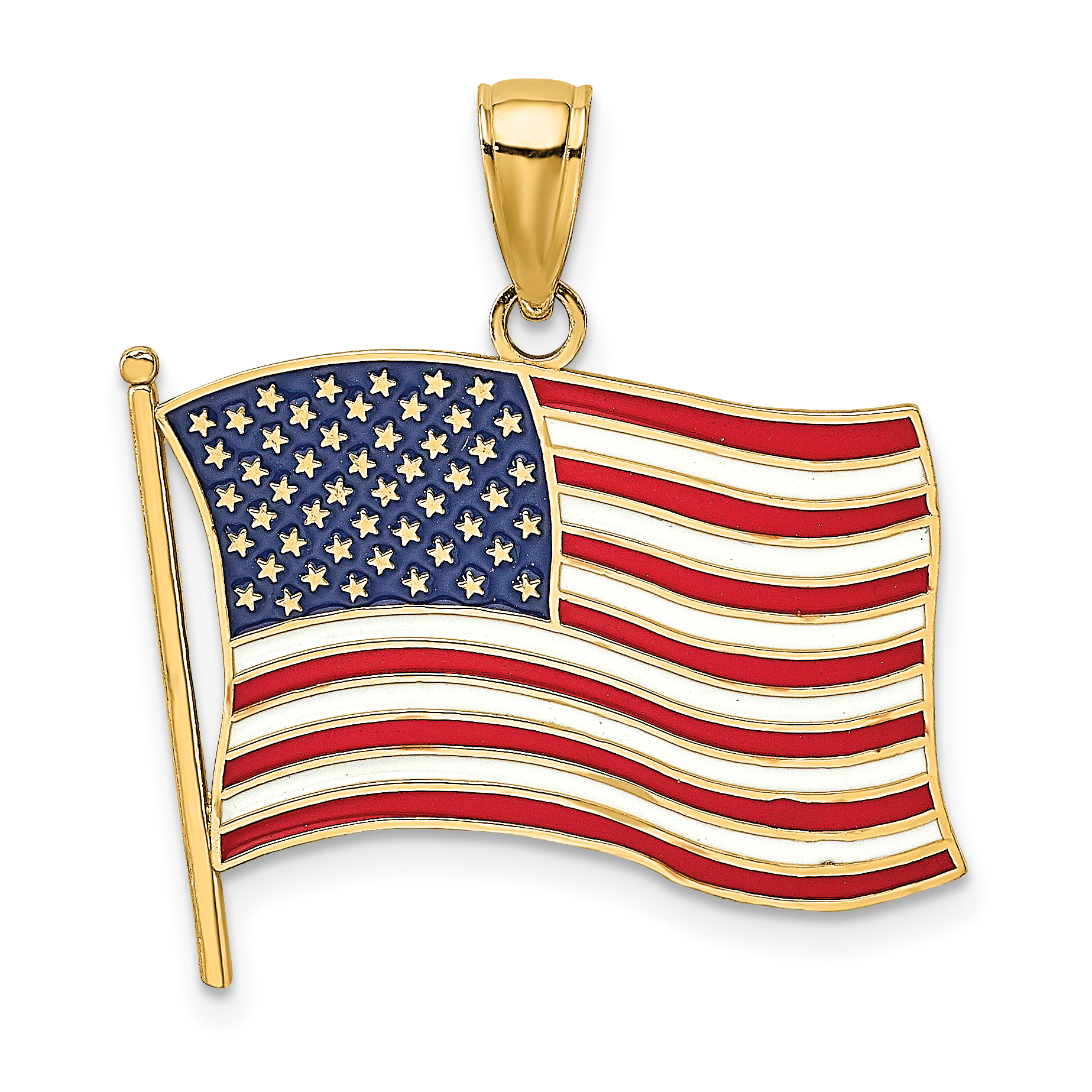 10K w/ Enamel American Flag Charm (10K6639)