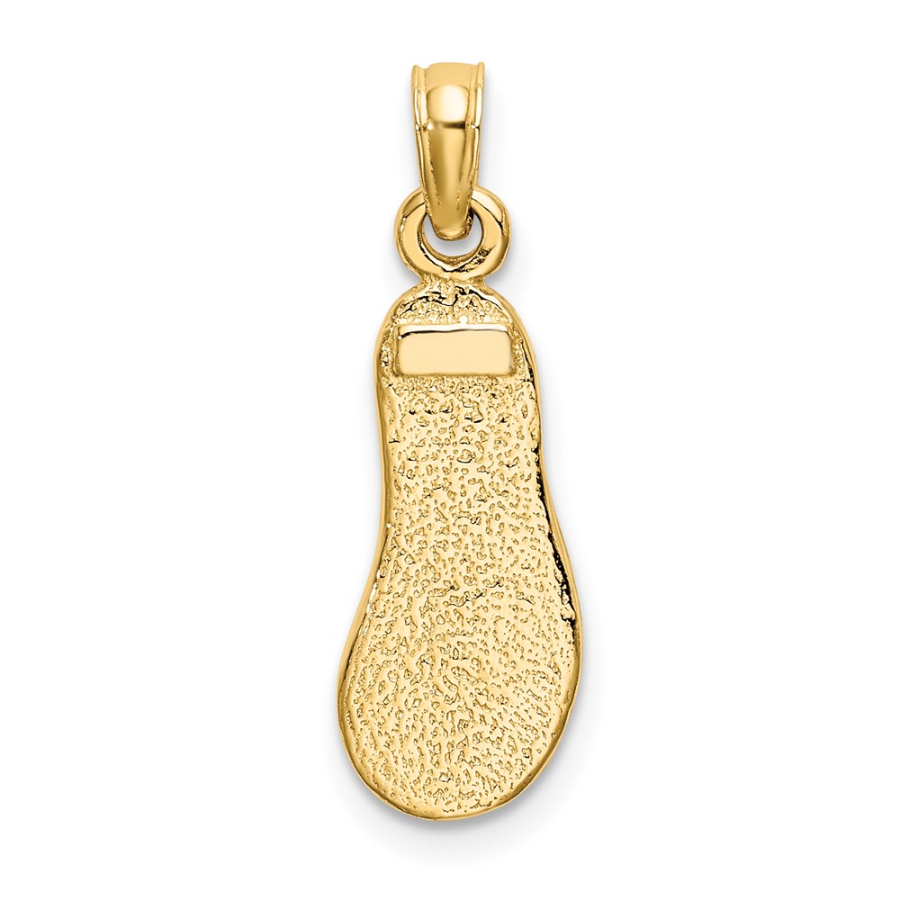 10K 3D W/ Green Enamel Single Flip-Flop Charm (10K6668)
