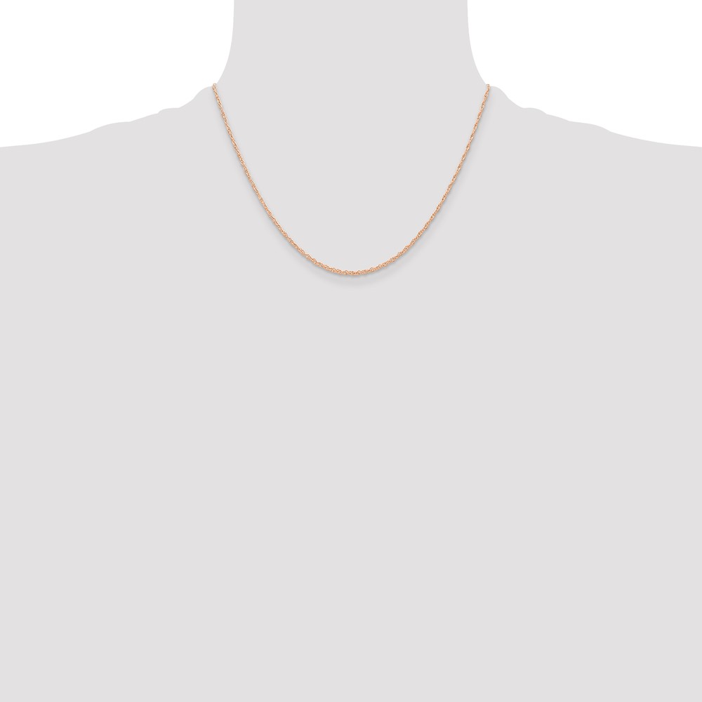 10k  Rose Gold .6 mm Carded Cable Rope Chain (10K6RR-18)
