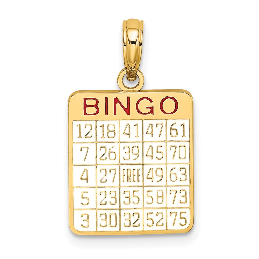 10K w/ Enamel Bingo Card Charm (10K7058)