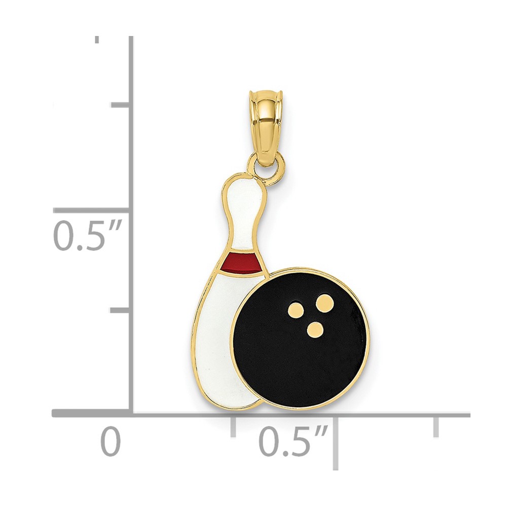 10K Enamel Bowling Ball and Pin Charm (10K7066)