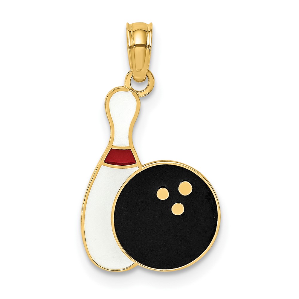 10K Enamel Bowling Ball and Pin Charm (10K7066)