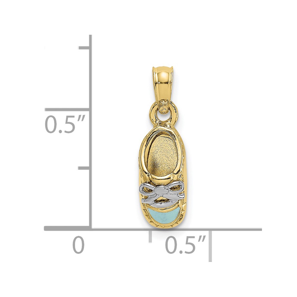 10K w/Rhodium 3-D Light Blue Enamel Baby Shoe Charm (10K7074)